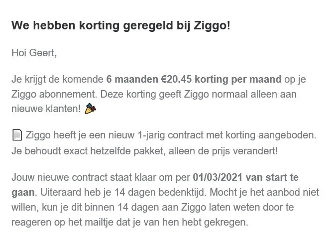 korting bij ziggo via dyme